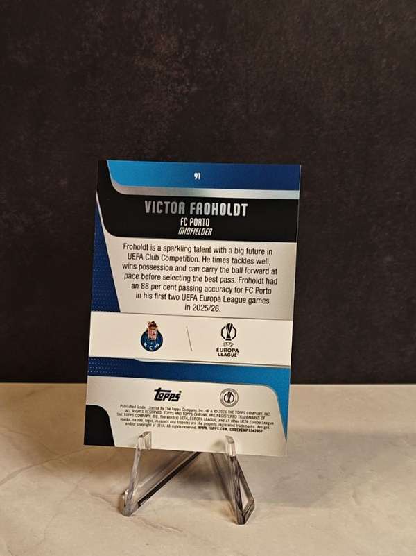 2025-26 Topps Chrome UEFA Club Competitions #91 Victor Froholdt Near Mint
