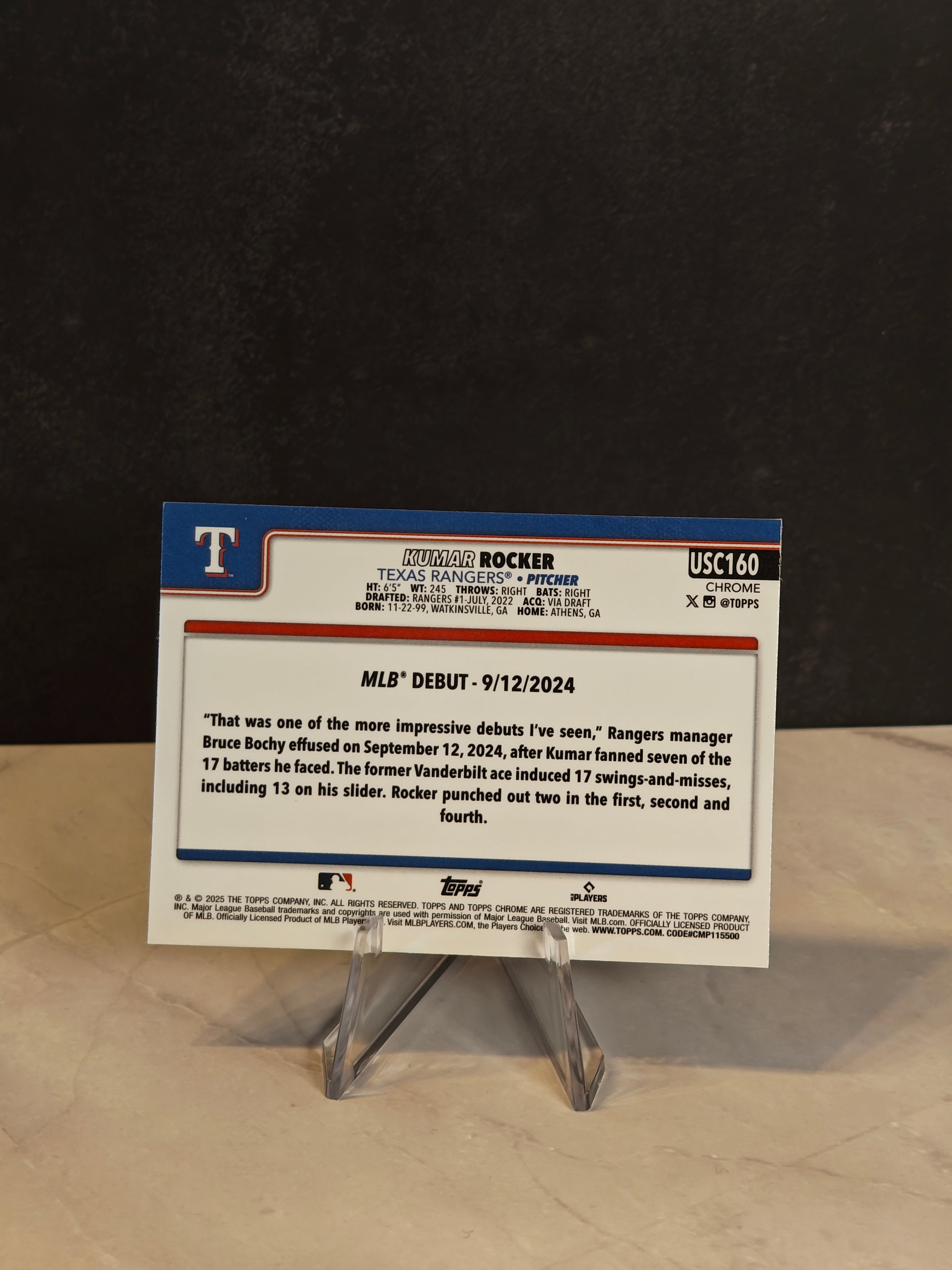 2025 Topps Chrome Update #USC160 Kumar Rocker Negative Refractors