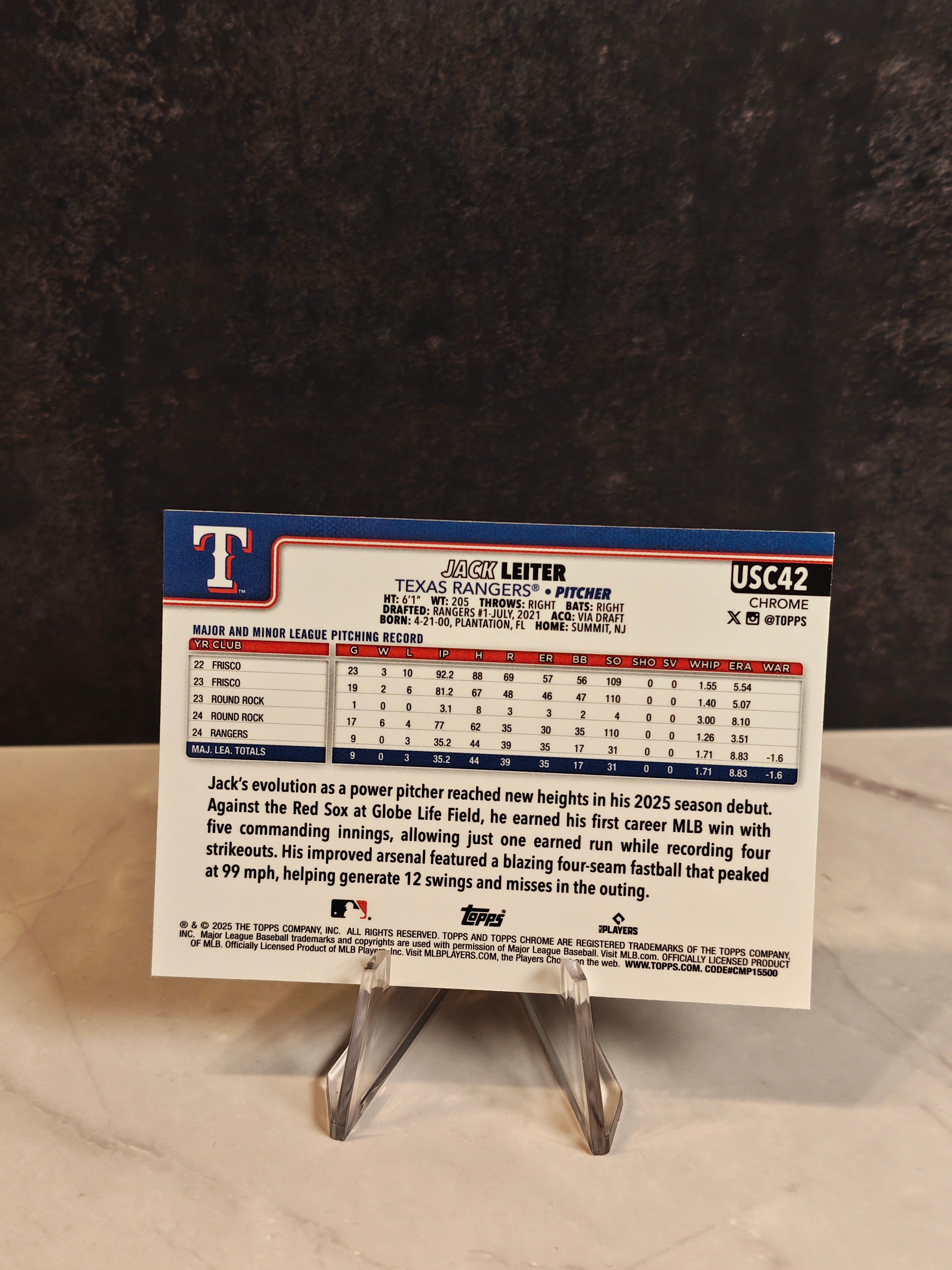 2025 Topps Chrome Update #USC42 Jack Leiter Sepia Refractors