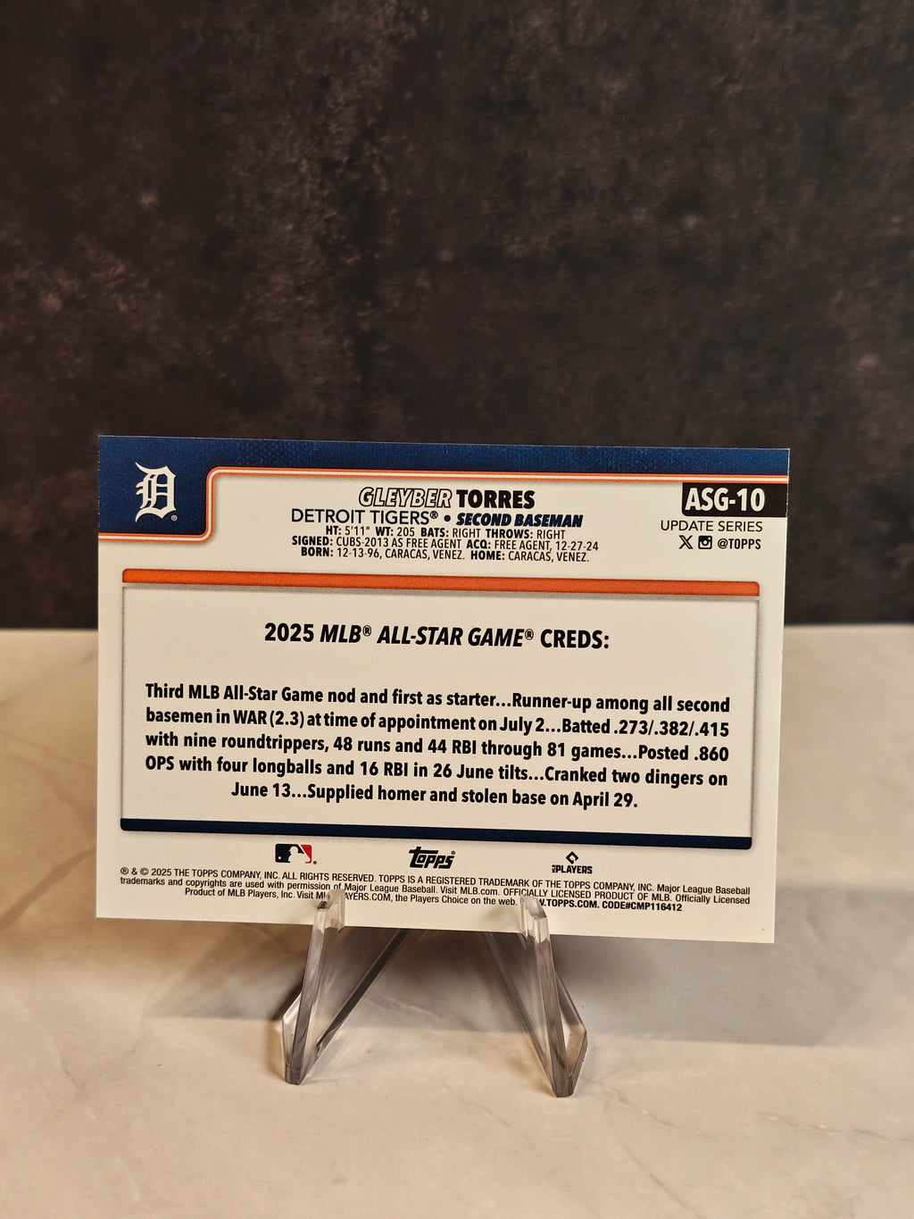 2025 Topps Update #ASG-10 Gleyber Torres 2025 All-Star Game