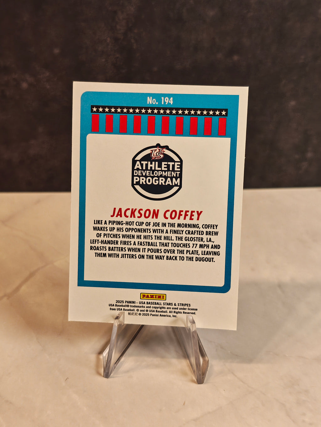 2025 Panini Stars & Stripes USA Baseball #194 Jackson Coffey Stripes Foil