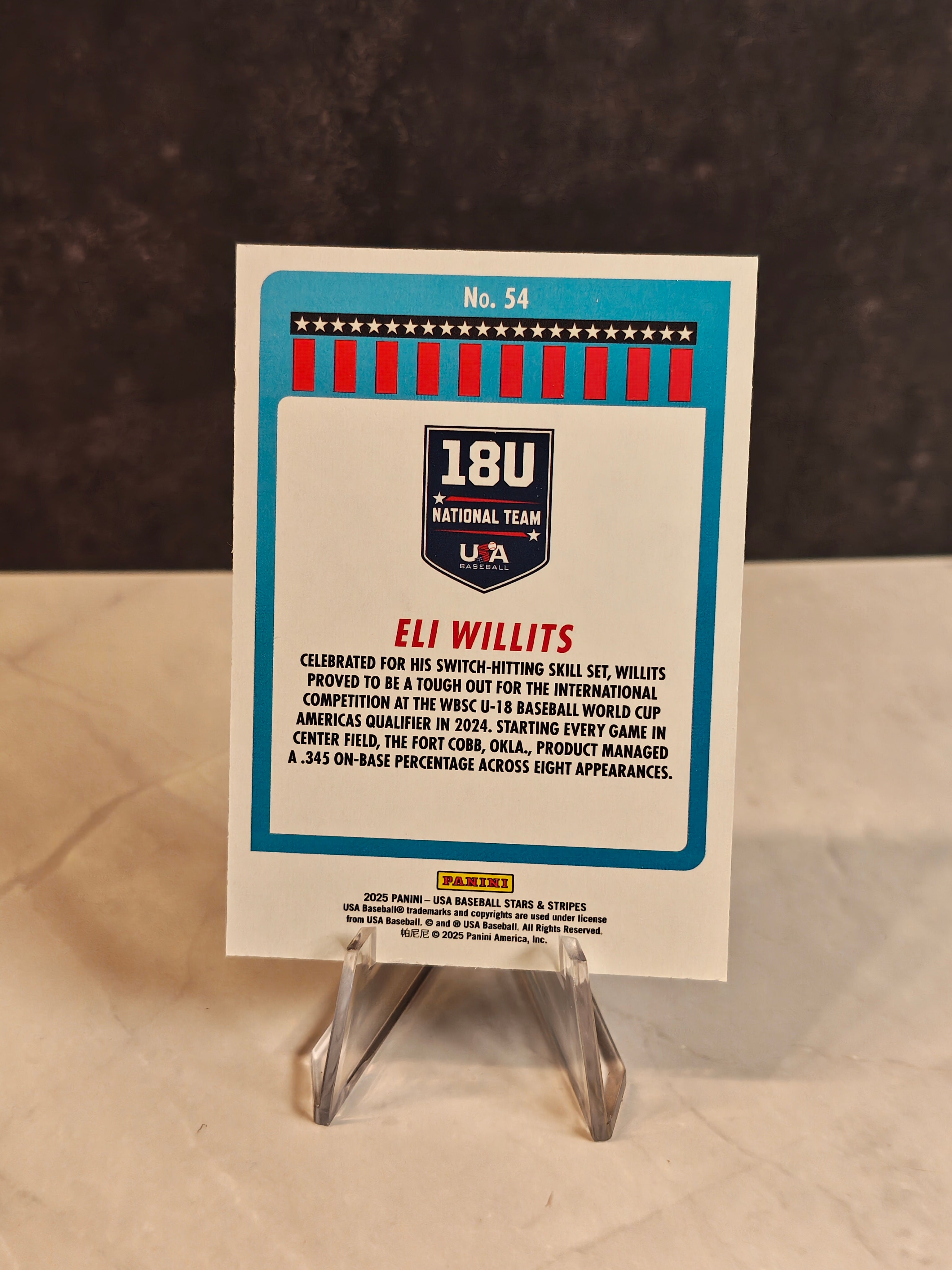 2025 Panini Stars & Stripes USA Baseball #54 Eli Willits Foil