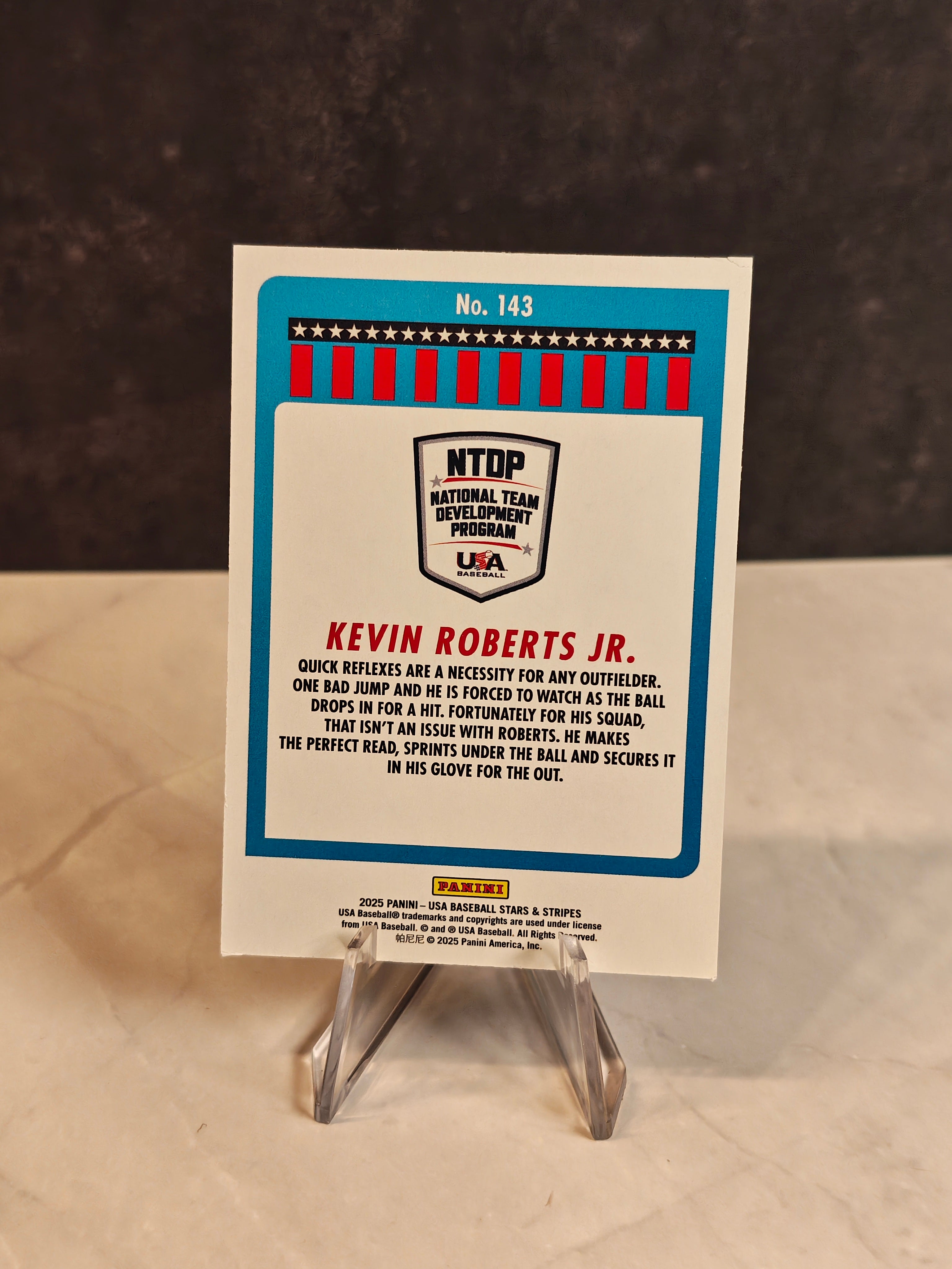 2025 Panini Stars & Stripes USA Baseball #143 Kevin Roberts Jr. Sparkle