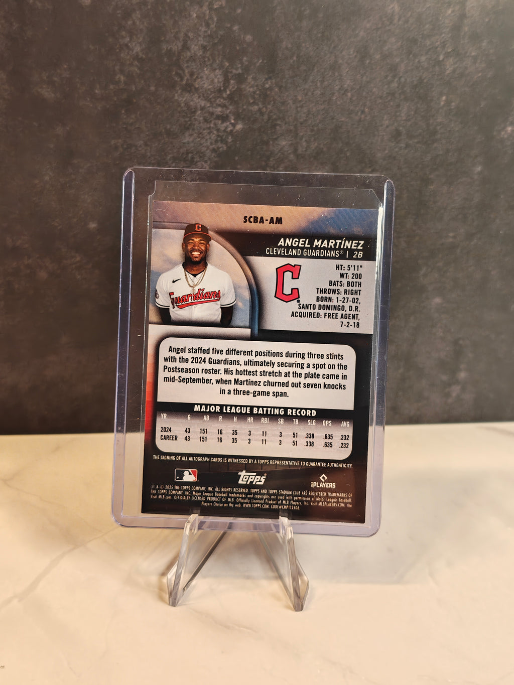 2025 Stadium Club #SCBA-AM Angel Martínez Yellow Autographs