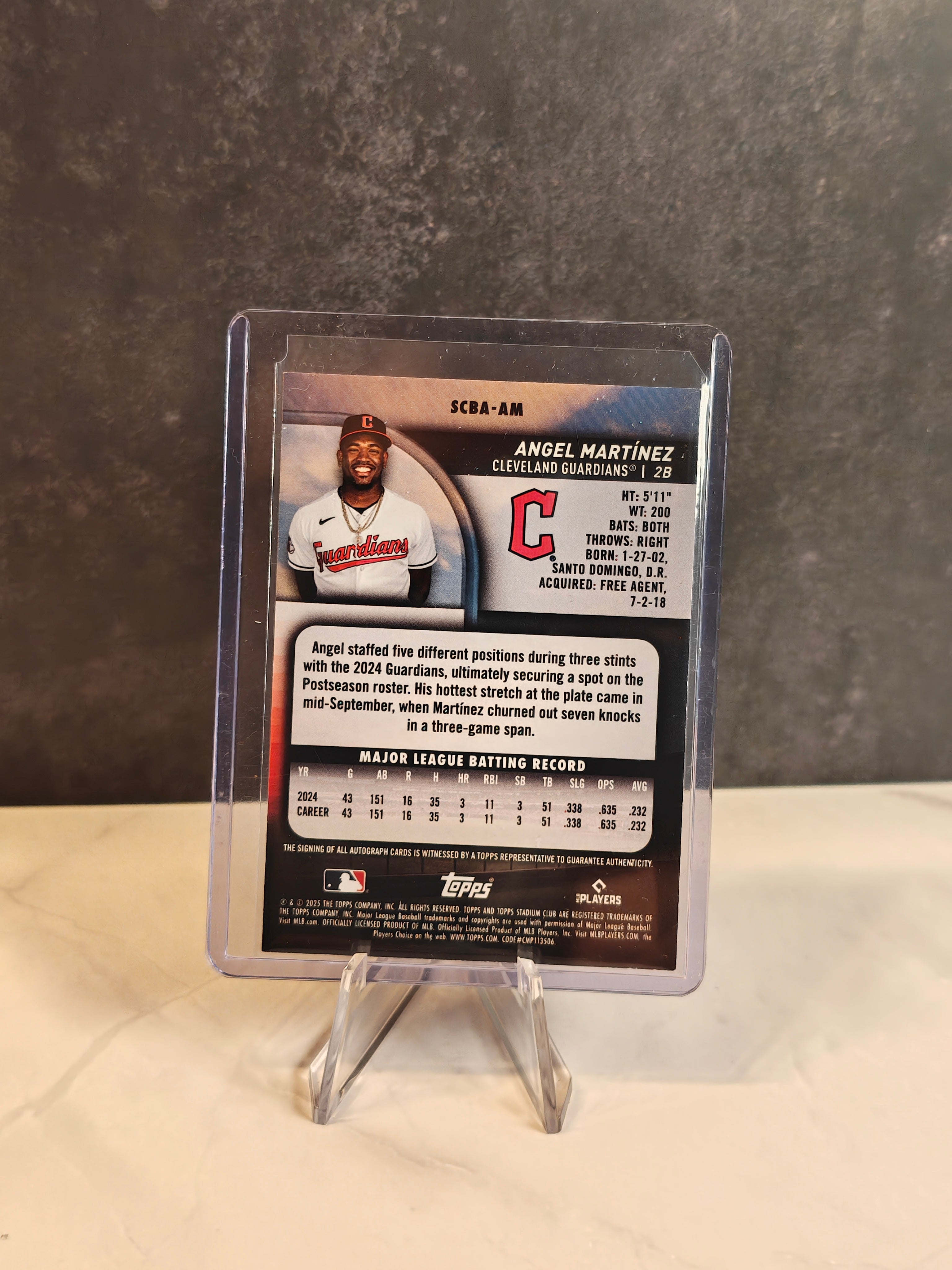 2025 Stadium Club #SCBA-AM Angel Martínez Yellow Autographs