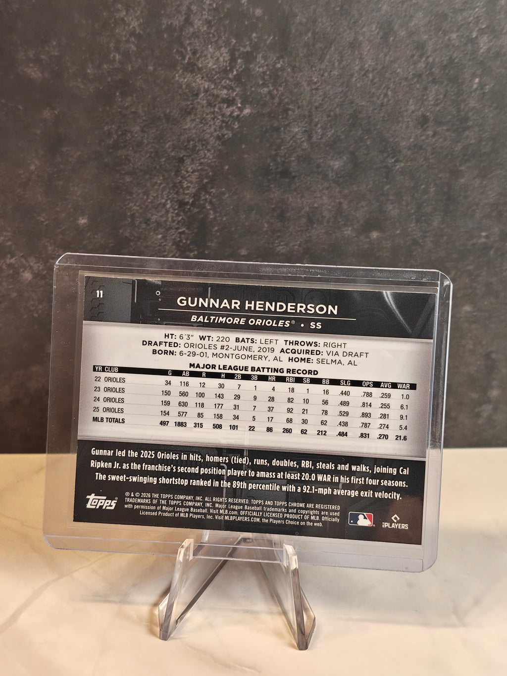 2026 Topps Chrome Black #11 Gunnar Henderson Red Mini-Diamond Refractors #/5