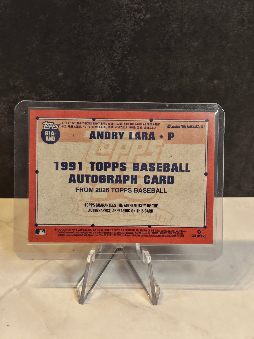 #91A-AND Andry Lara Topps 1991 Auto RC