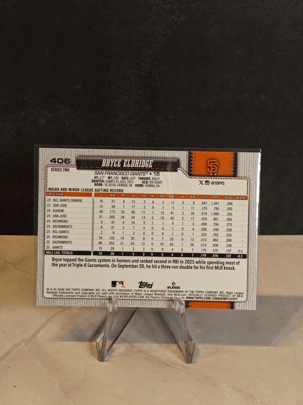 2026 Topps #406 Bryce Eldridge