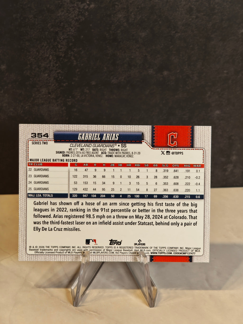 2026 Topps #354 Gabriel Arias Holo Foil