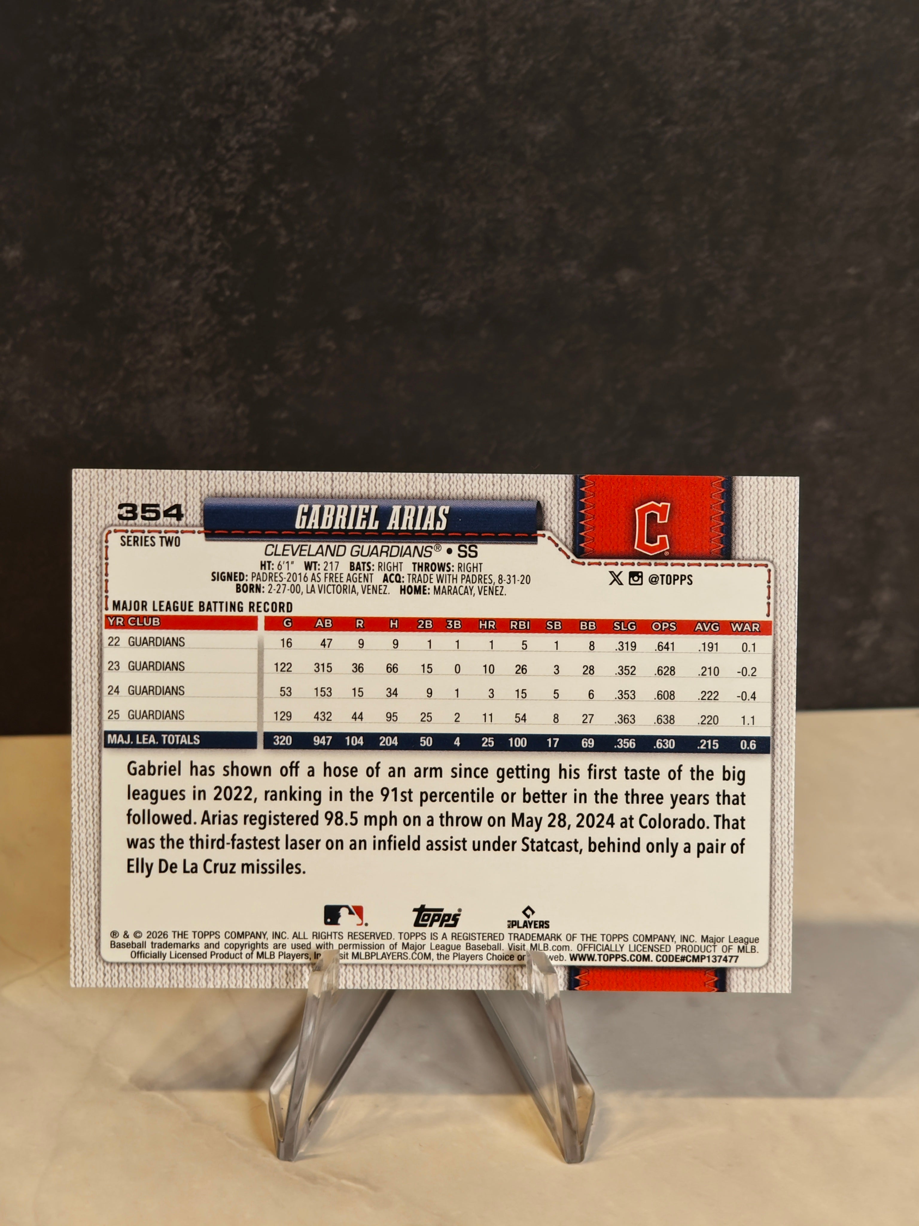 2026 Topps #354 Gabriel Arias Holo Foil