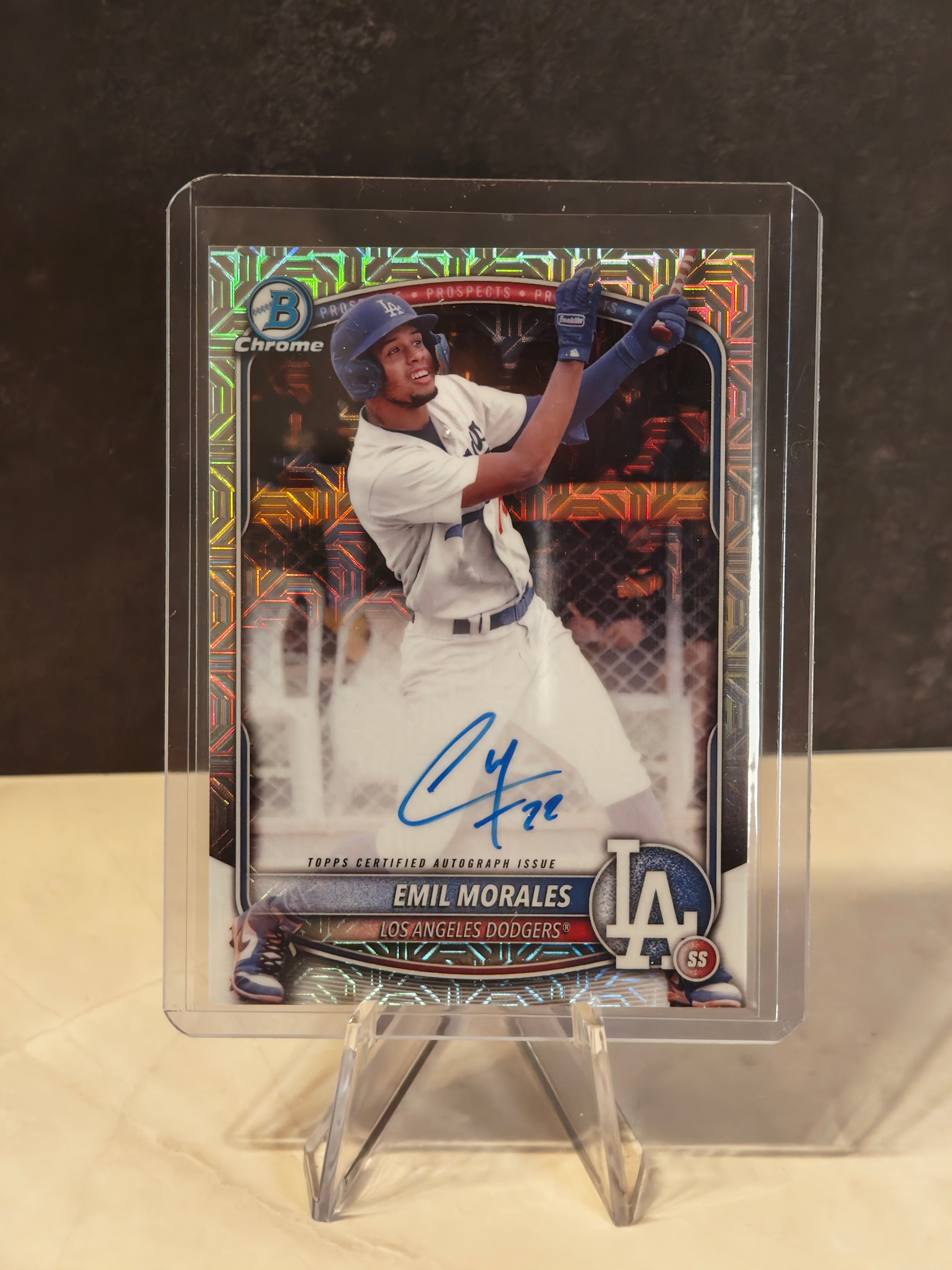 2024 Bowman Chrome #BMA-EM Emil Morales Prospect Autographs Mojo Refractors