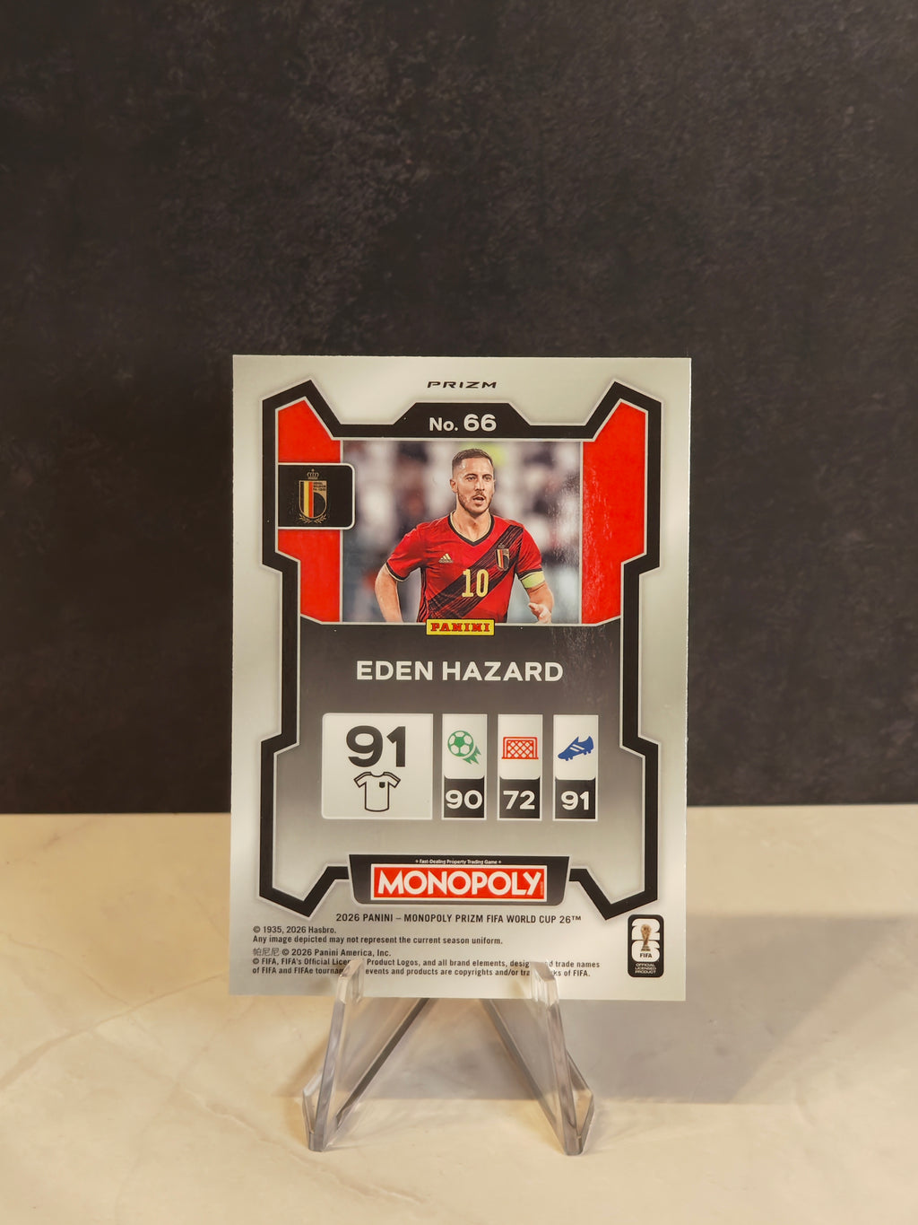 2026 Panini Prizm Monopoly FIFA World Cup #66 Eden Hazard Blue Wave Prizms