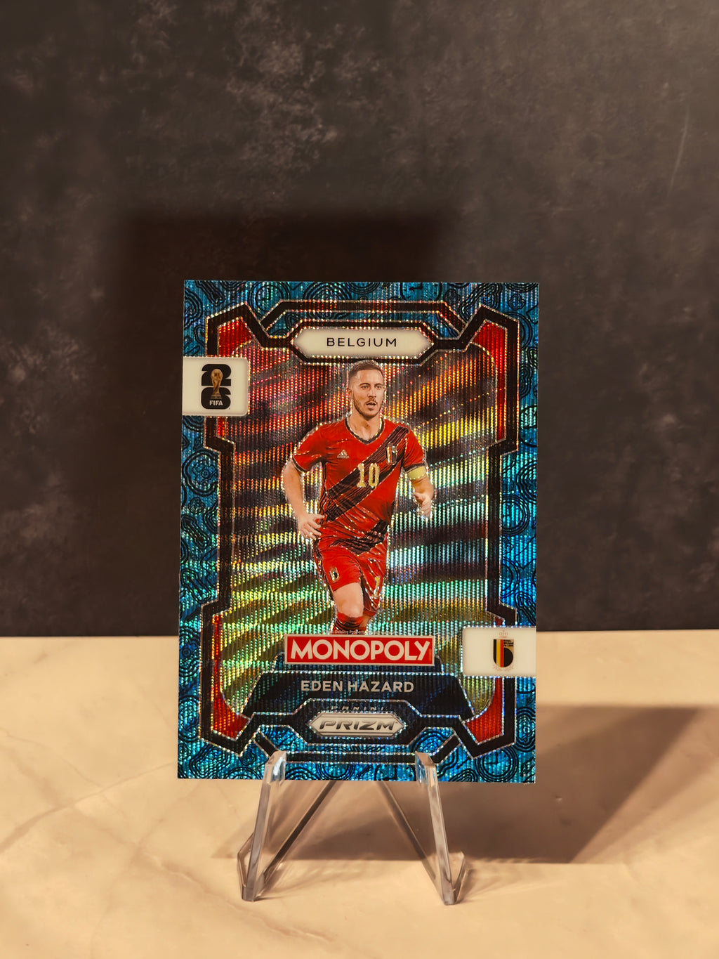 2026 Panini Prizm Monopoly FIFA World Cup #66 Eden Hazard Blue Wave Prizms