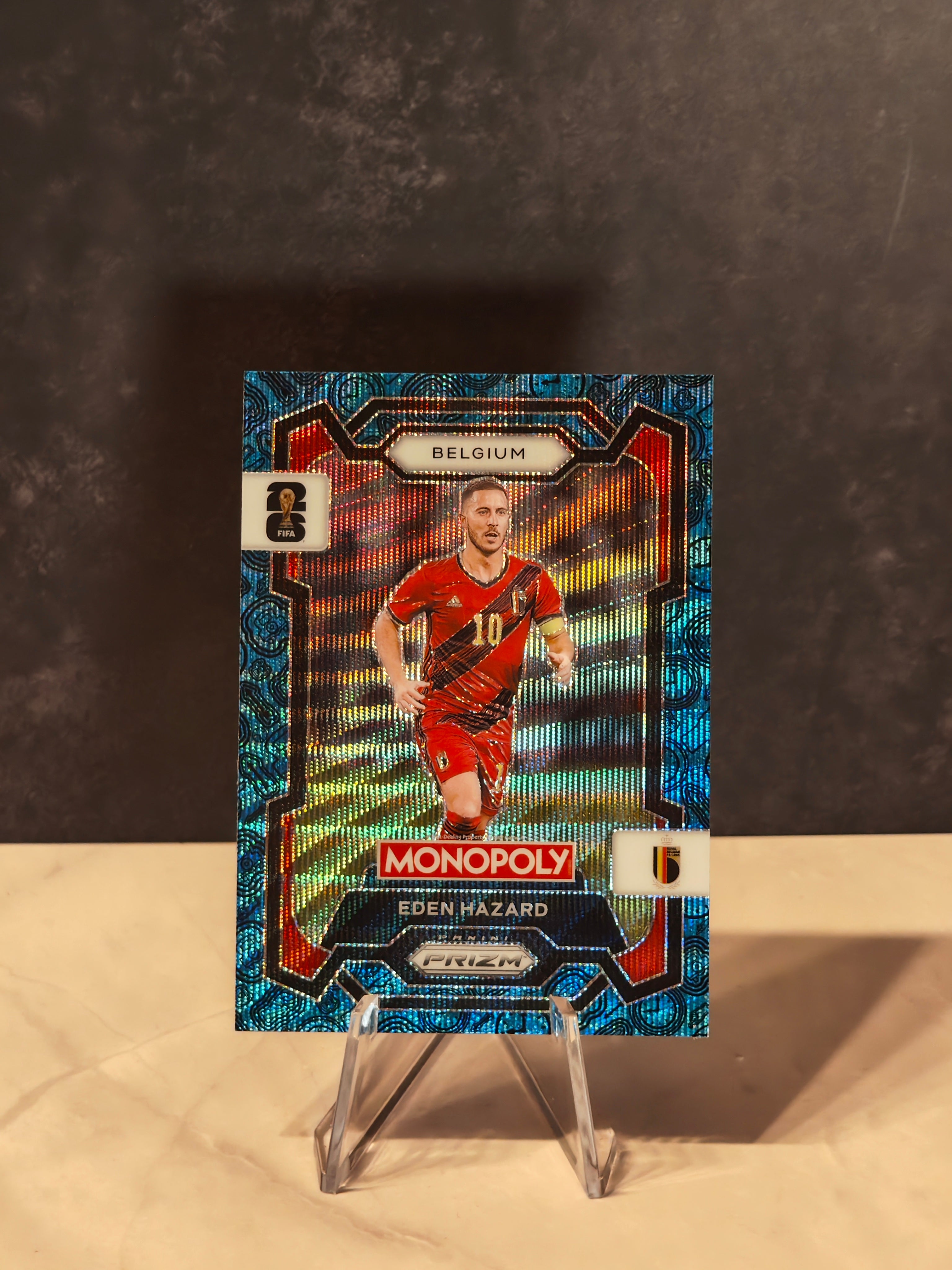 2026 Panini Prizm Monopoly FIFA World Cup #66 Eden Hazard Blue Wave Prizms