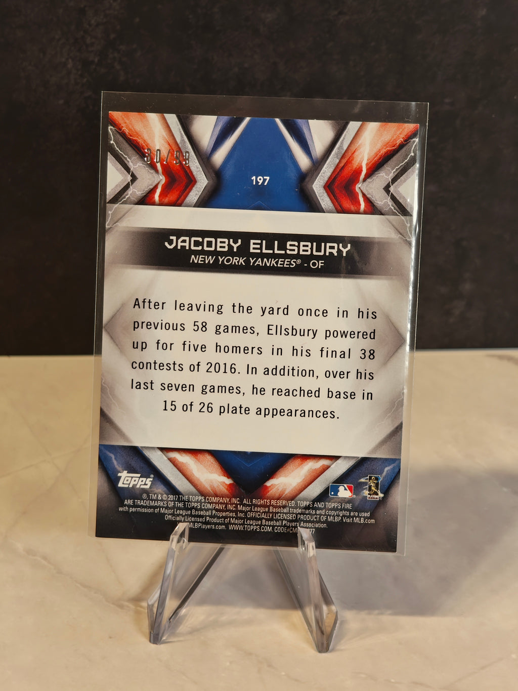 2017 Topps Fire #197 Jacoby Ellsbury Purple #/99