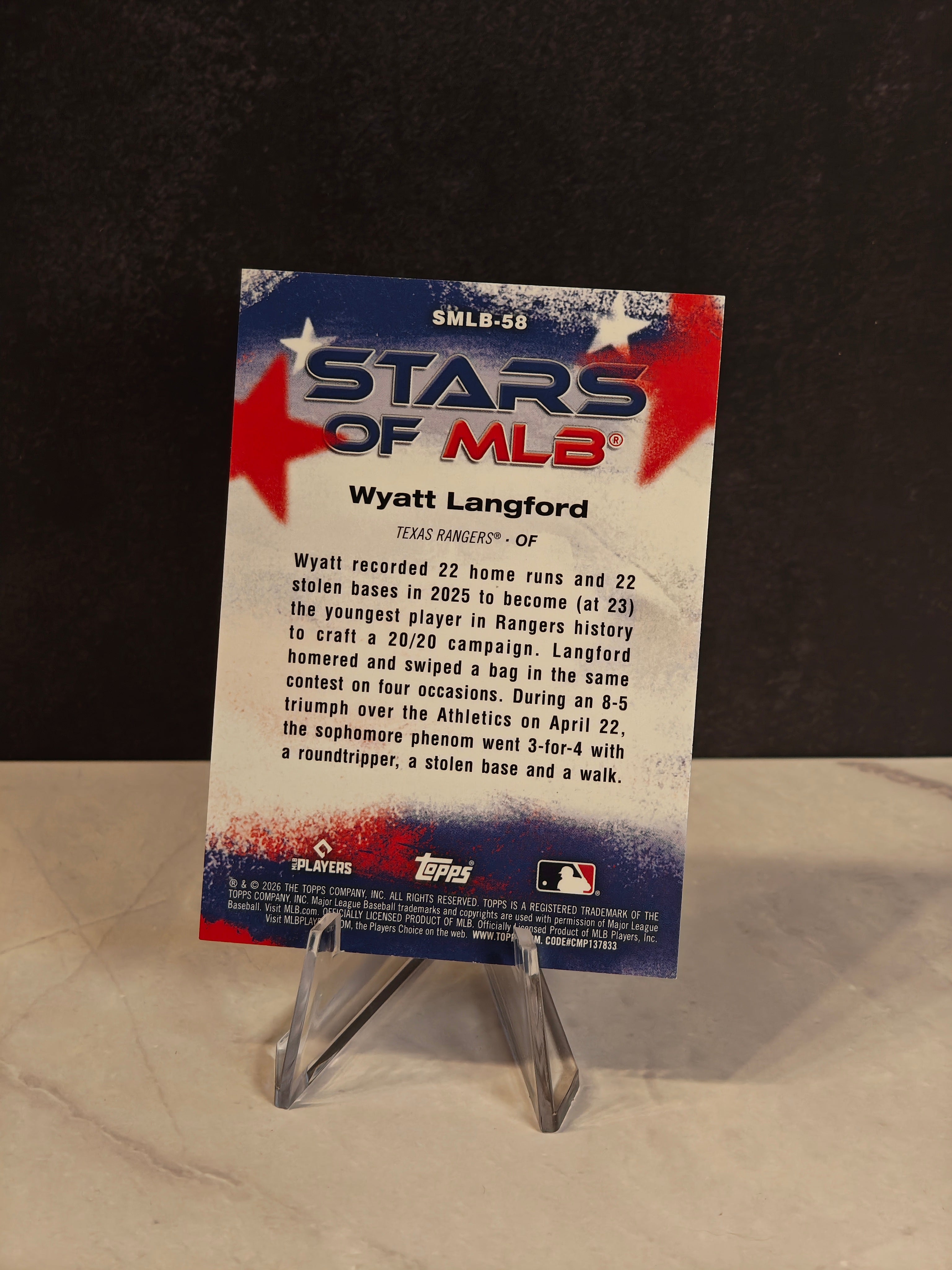 2026 Topps #SMLB-58 Wyatt Langford Stars of MLB