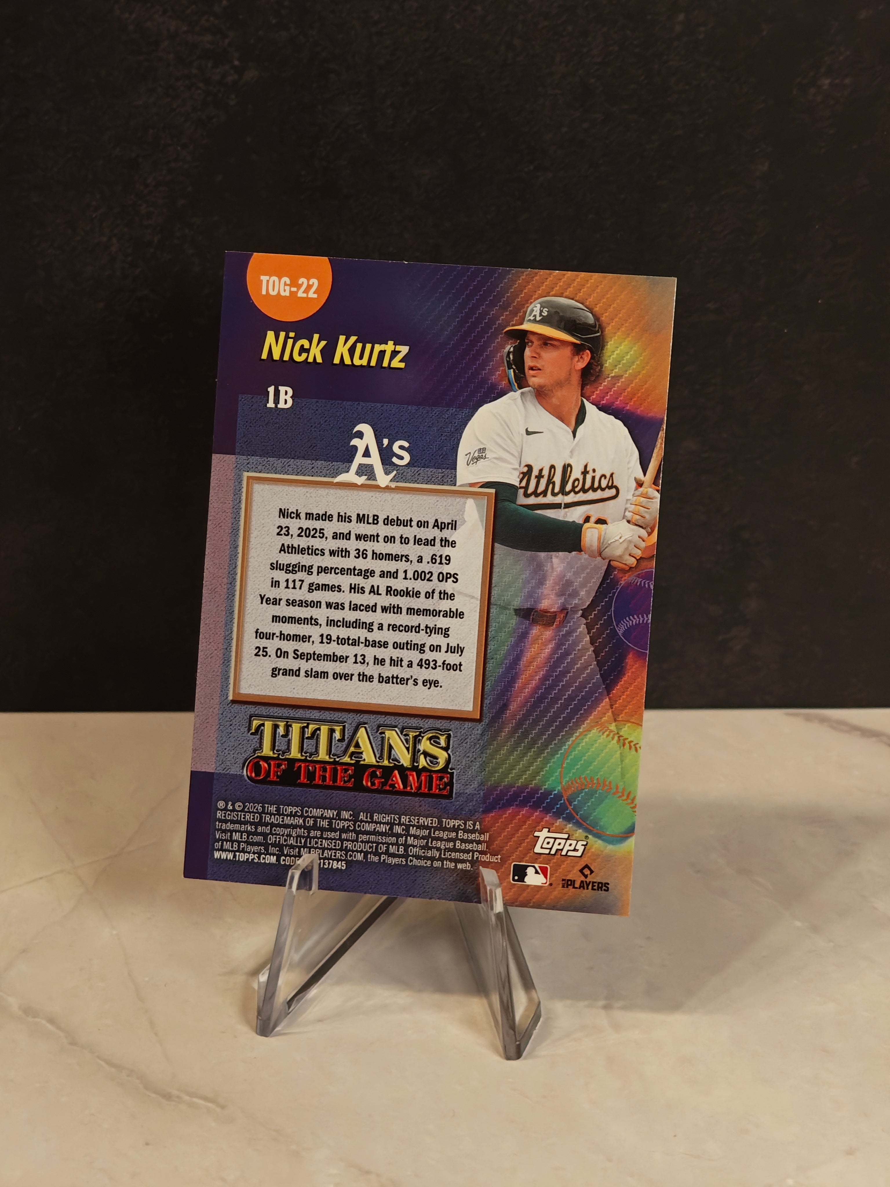2026 Topps #TOG-22 Nick Kurtz Titans of the Game