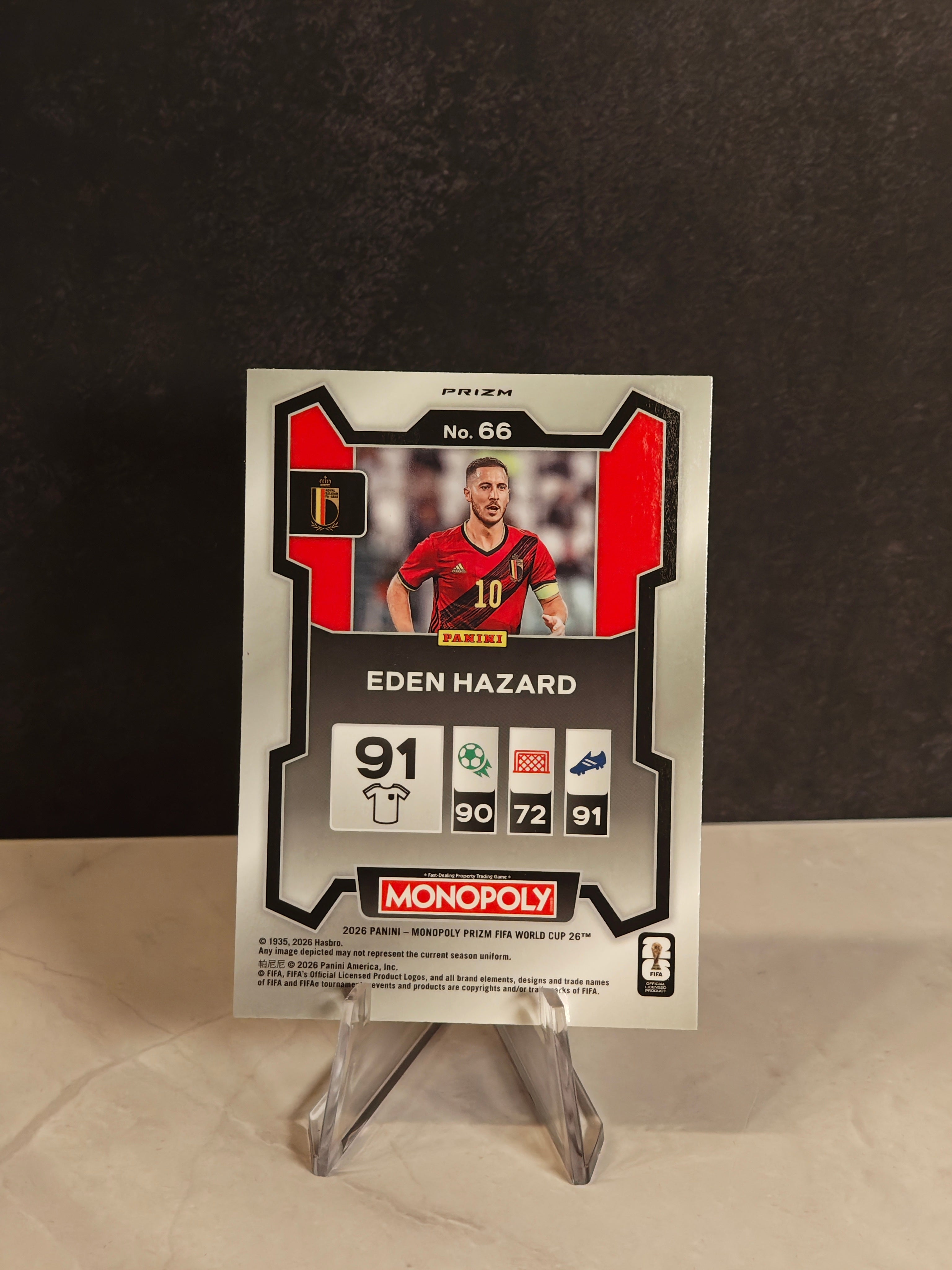Panini Monopoly FIFA World Cup #66 Eden Hazard Orange & Gold Icons Prizms