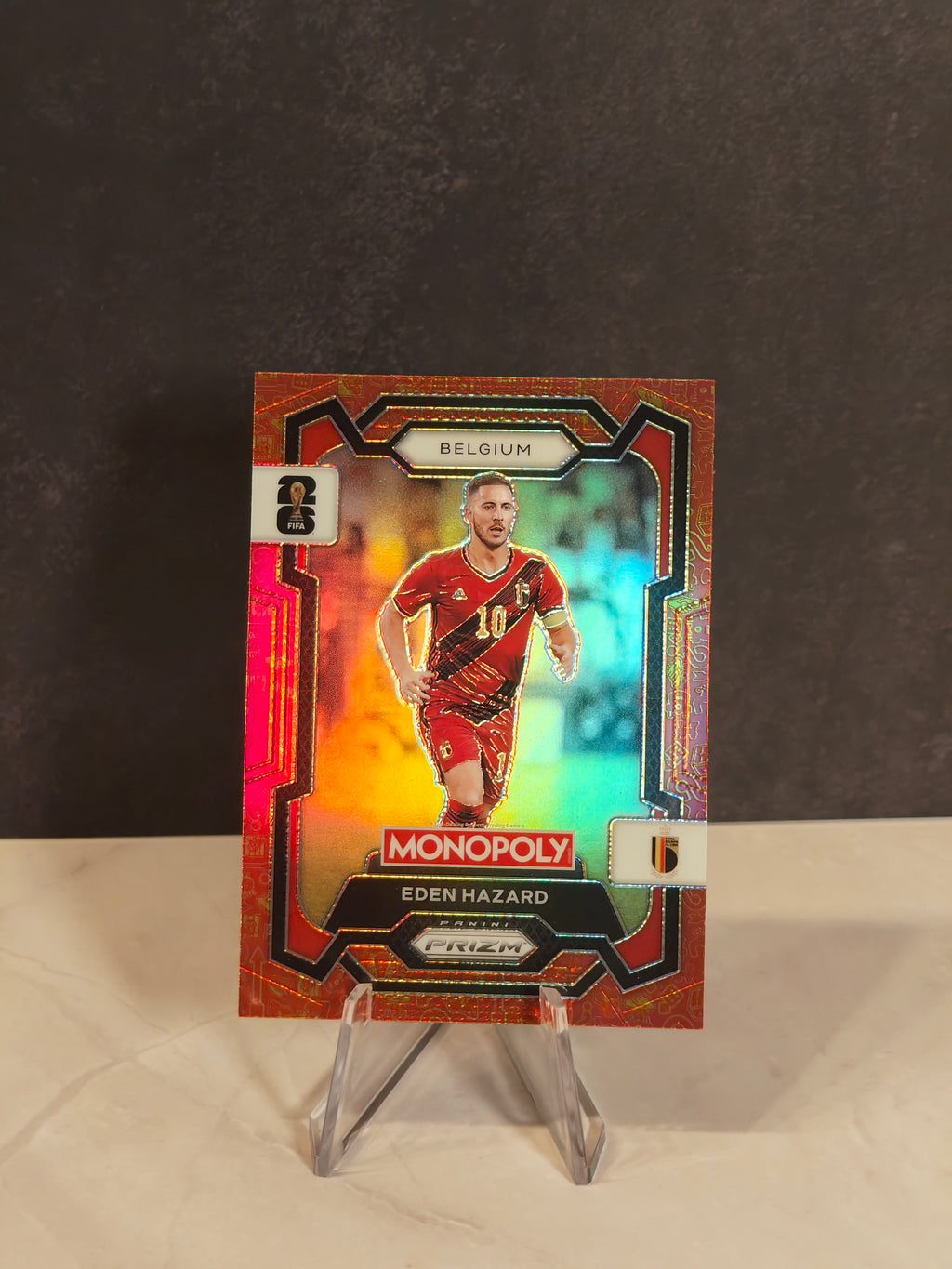 Panini Monopoly FIFA World Cup #66 Eden Hazard Orange & Gold Icons Prizms