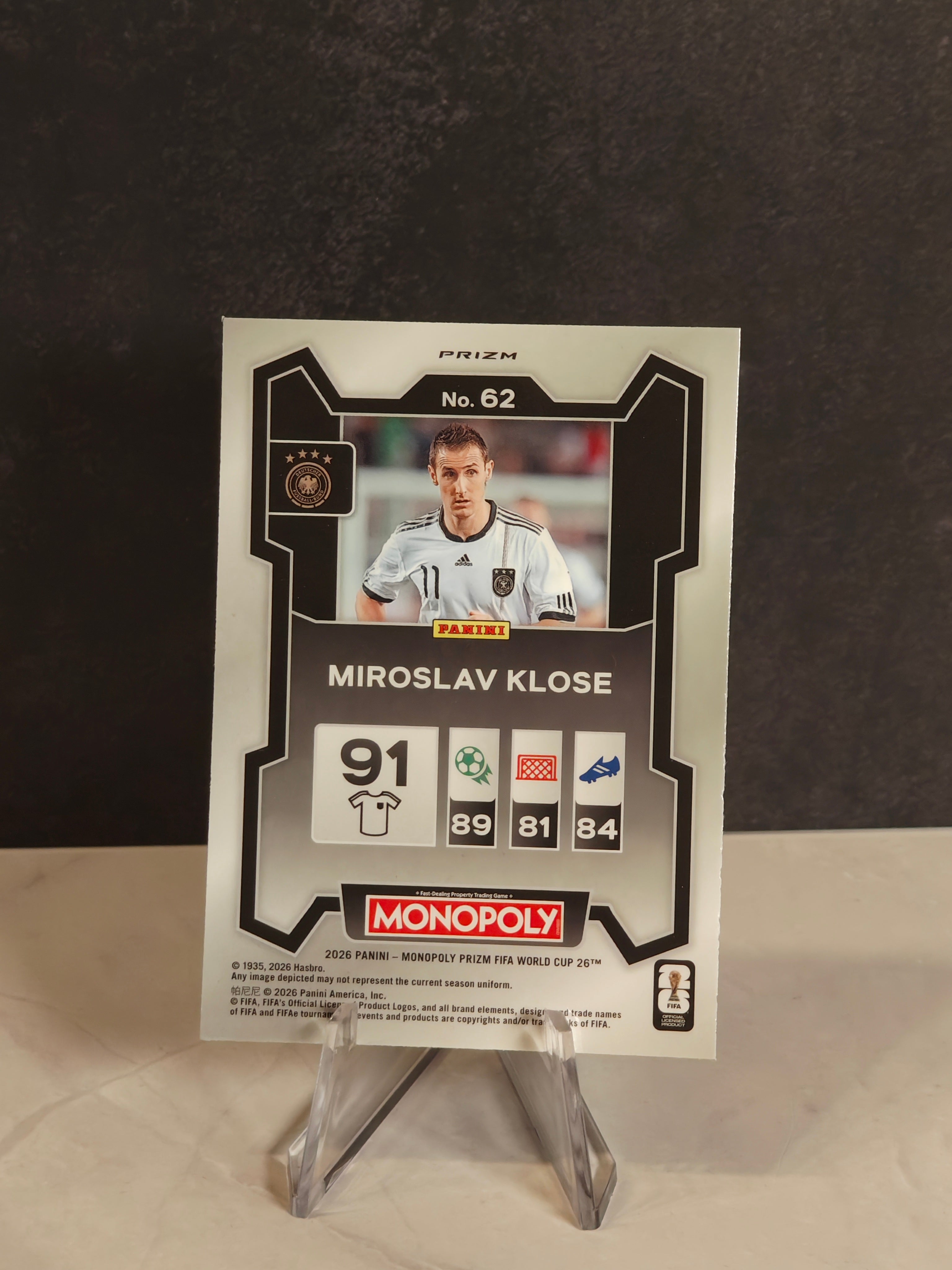 Panini Monopoly FIFA World Cup #62 Miroslav Klose Four Corners Green Wave Prizms
