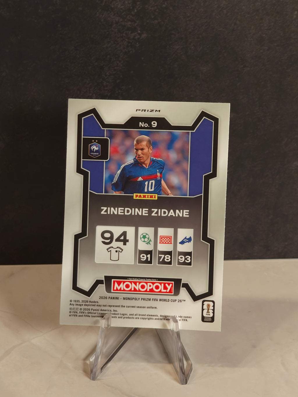 Panini Monopoly FIFA World Cup #9 Zinedine Zidane Four Corners Green Wave Prizms