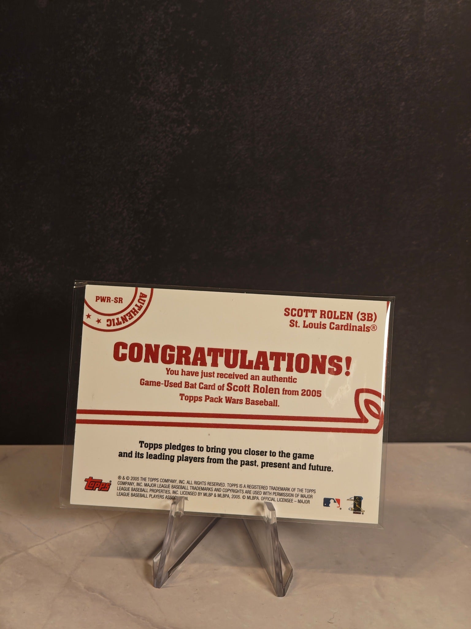 2005 Topps Pack Wars #PWR-SR Scott Rolen Relics