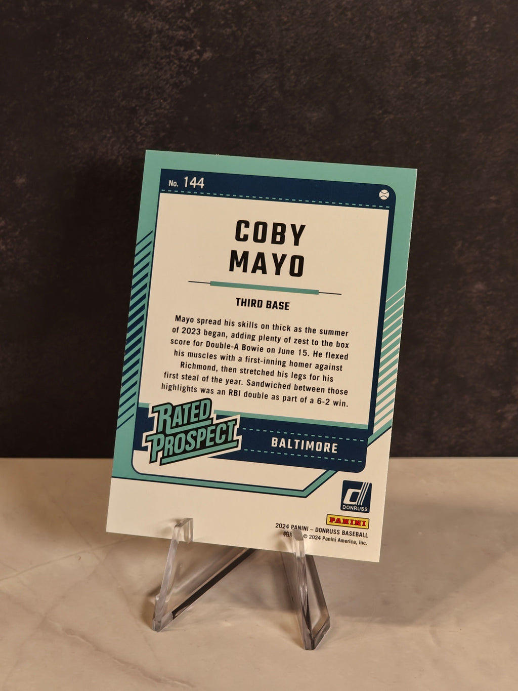 2024 Donruss #144 Coby Mayo Liberty Parallel
