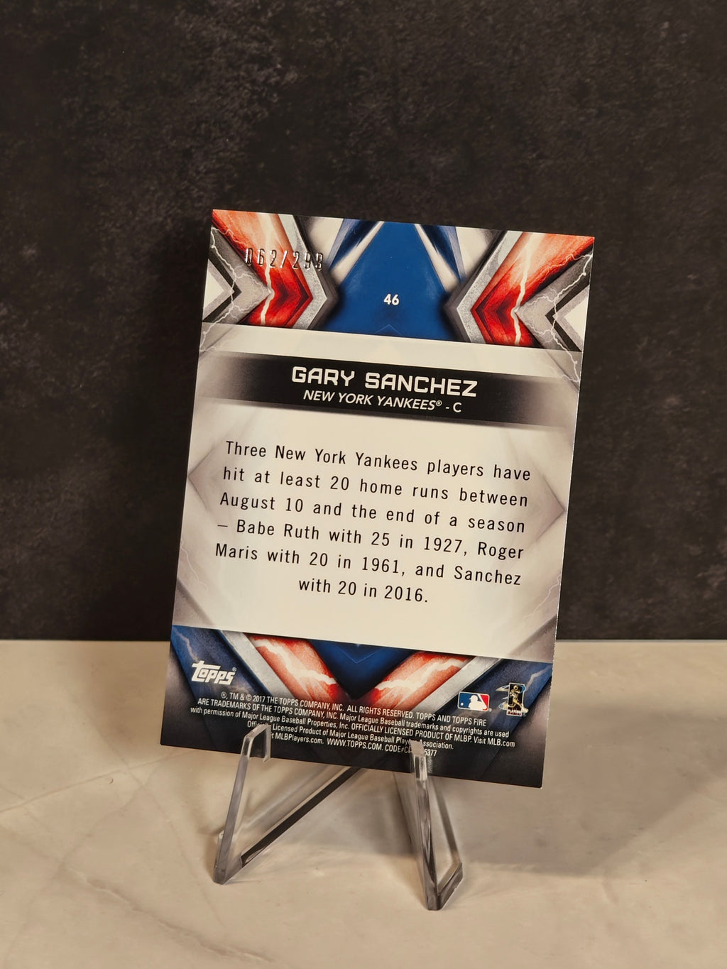 Gary Sánchez Orange /299 — 2017 Topps Fire