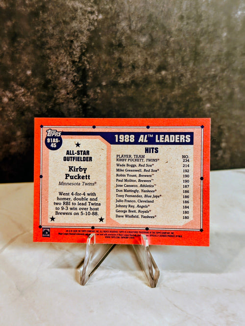 1991 Topps KIRBY PUCKETT All-Star Card #389 Minnesota Twins HOF Legend