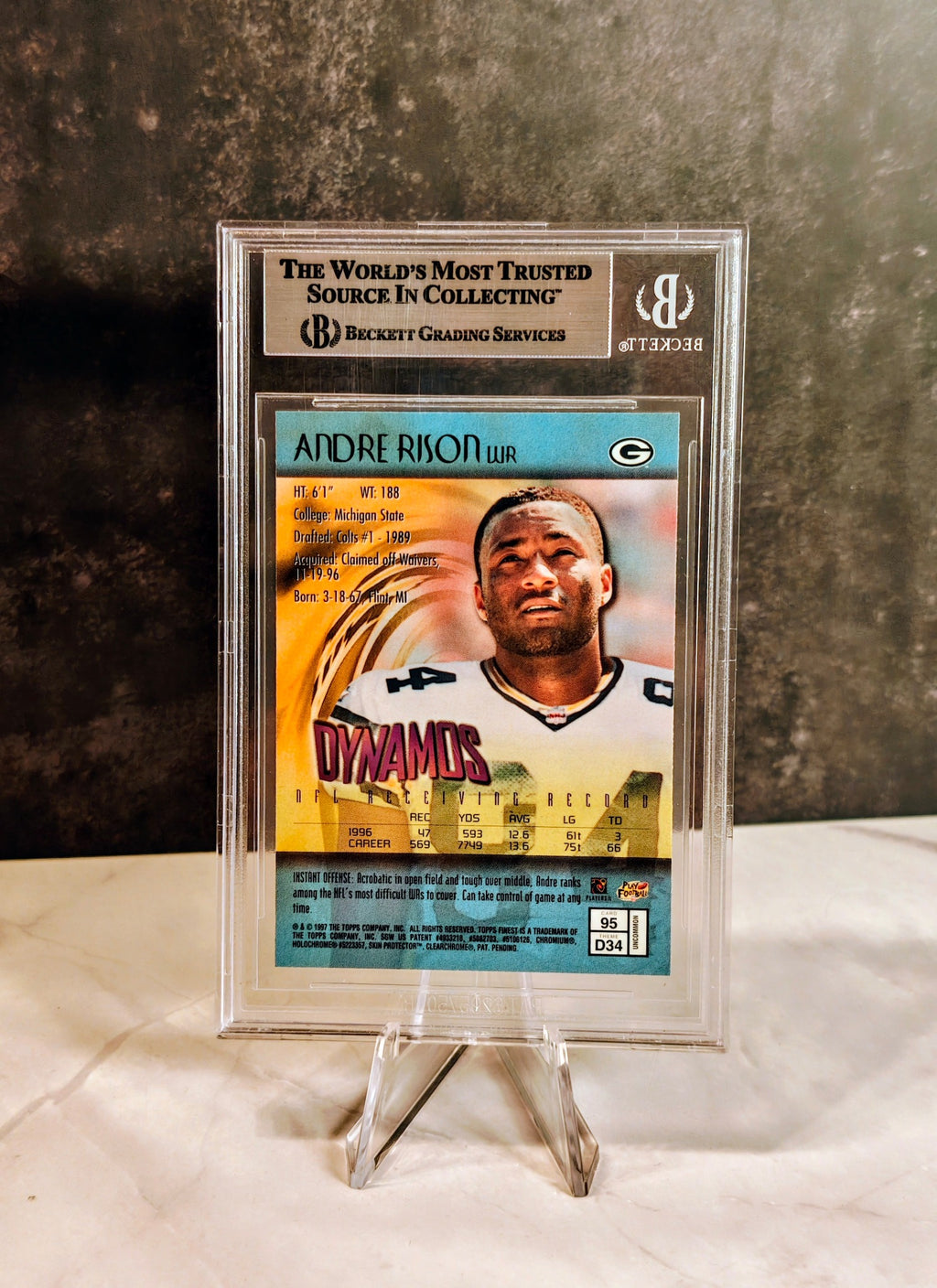 🔥 ANDRE RISON Signed 1997 Topps Mystery Finest DYNAMOS #D34 - BECKETT
