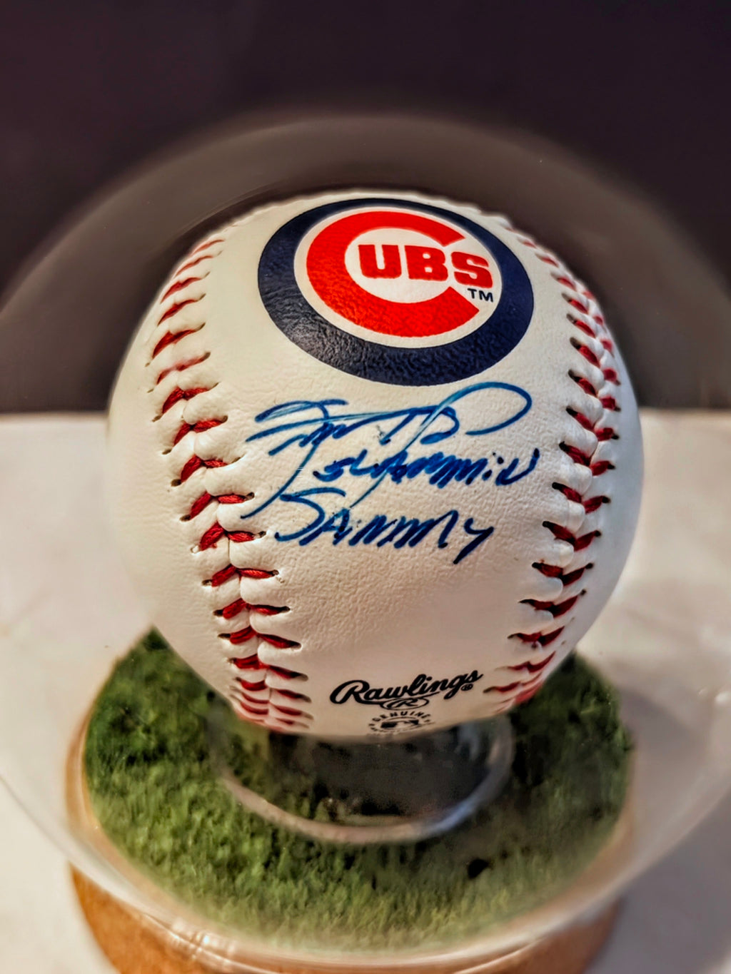 Sammy Sosa Signed Cubs Logo OML Baseball Inscribed "Slammin Sammy" (Beckett)
