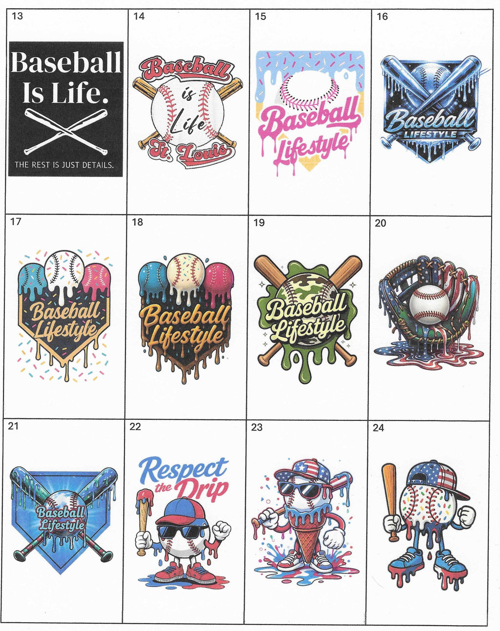 Baseball Drip Stickers